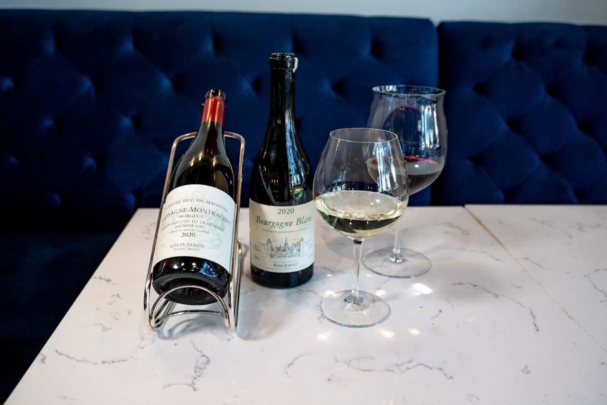 Wine service at a restaurant table